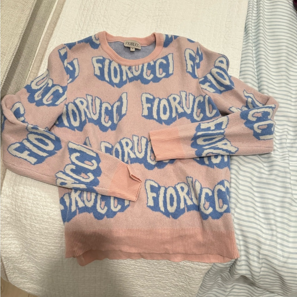 Fiorucci pink and blue wavy logo crew neck jumper - Picture 2 of 6